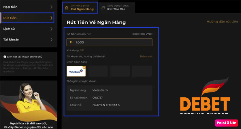 Rút tiền Debet ngân hàng